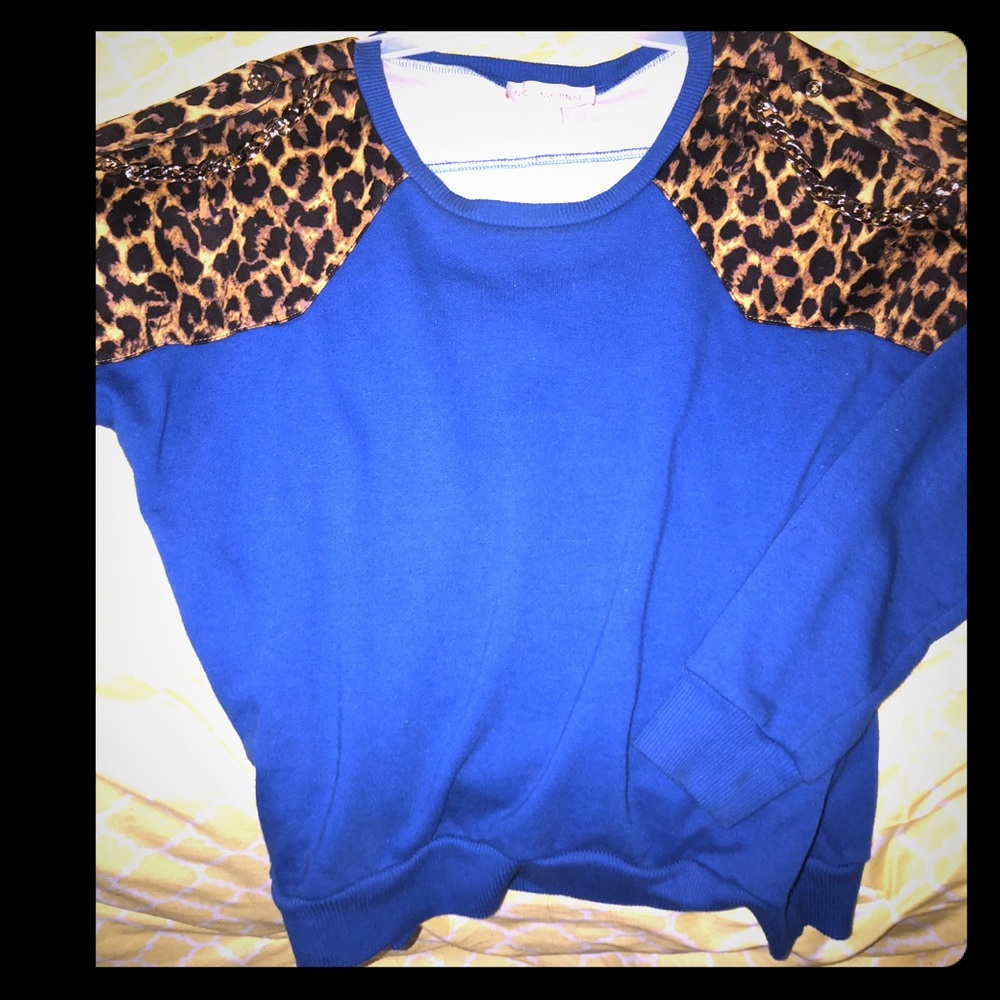 Dark blue and cheetah print sweatshirt